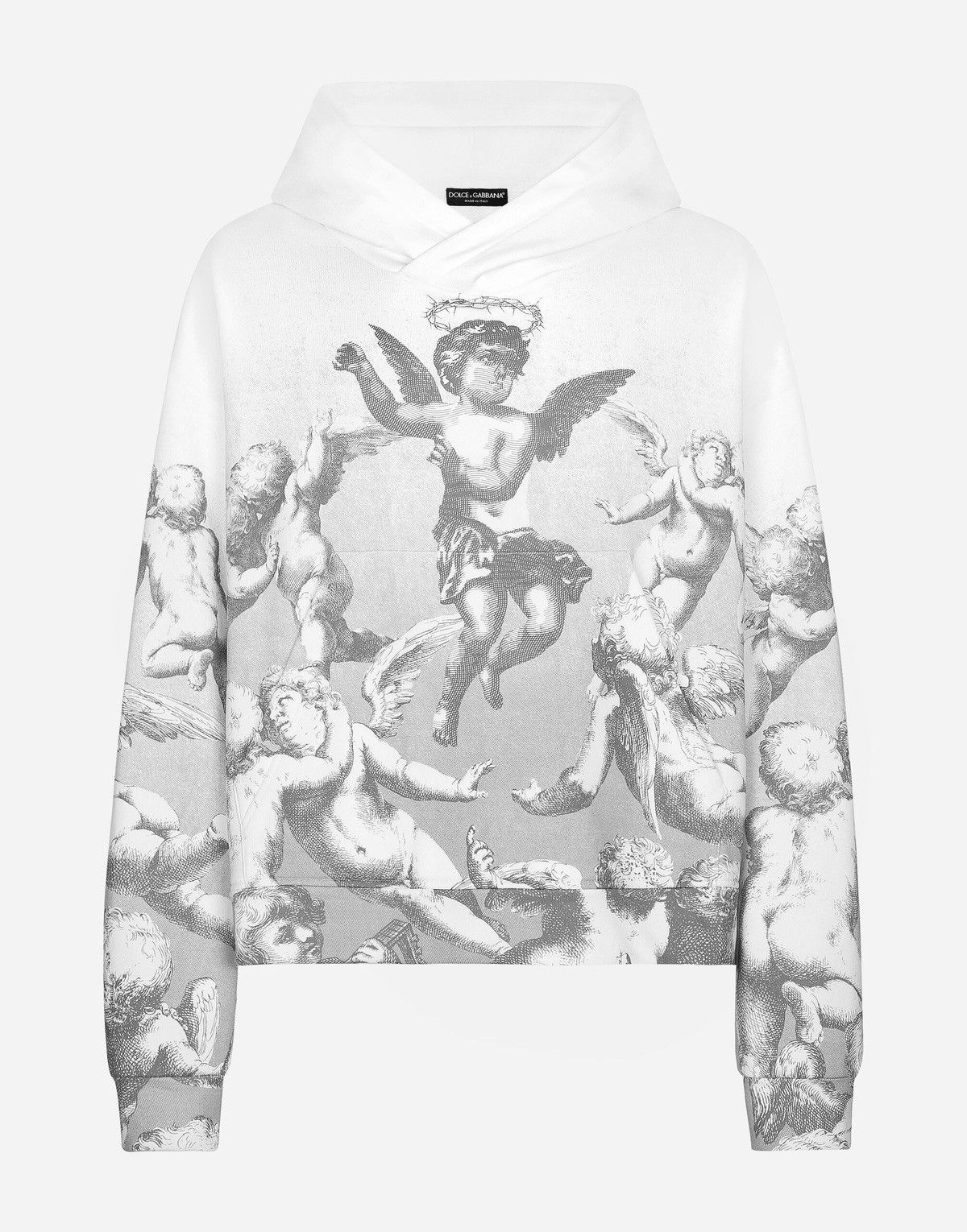 Dolce & Gabbana Dolce & Gabbana Blanco Angel Print Jersey Hoodie Size US L / EU 52-54 / 3 - 1 Thumbnail