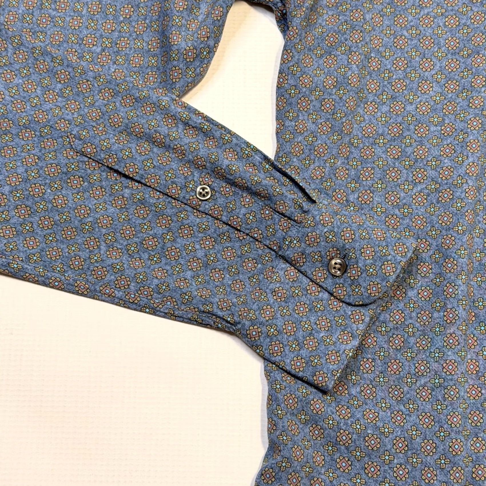 Reiss Reiss Dress Shirt Mens M Blue Geometric Royale Slim Fit 100% Viscose Size 40R - 4 Thumbnail