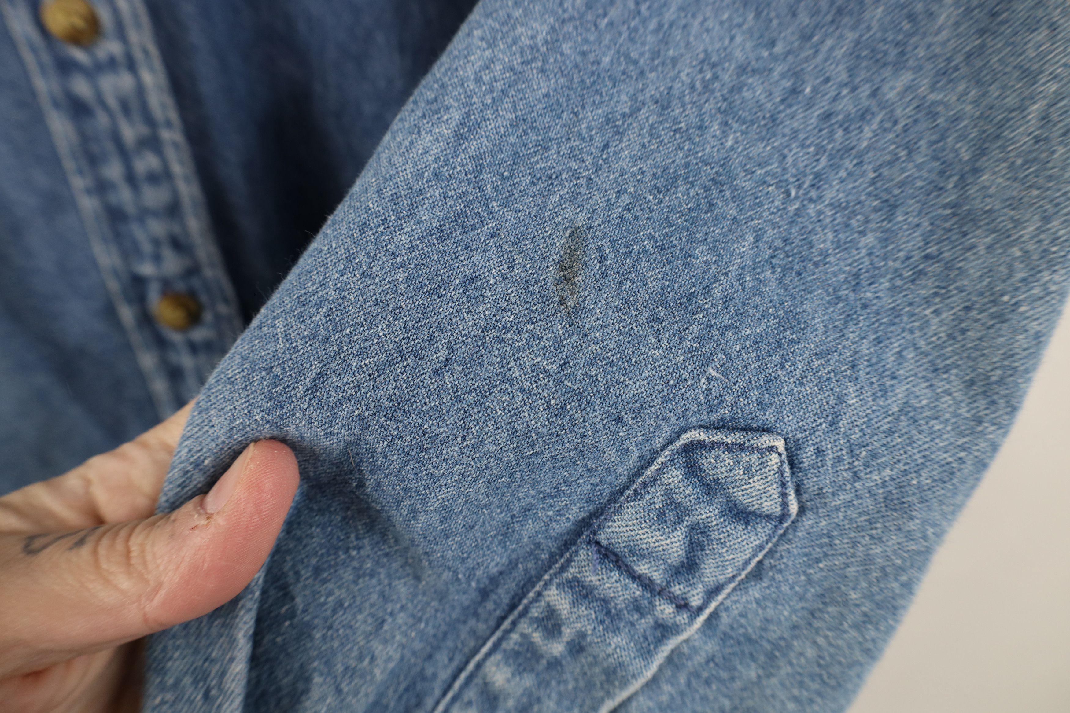 Vintage Vintage 90s Streetwear Collared Denim Button Down Shirt Size L / US 10 / IT 46 - 4 Thumbnail