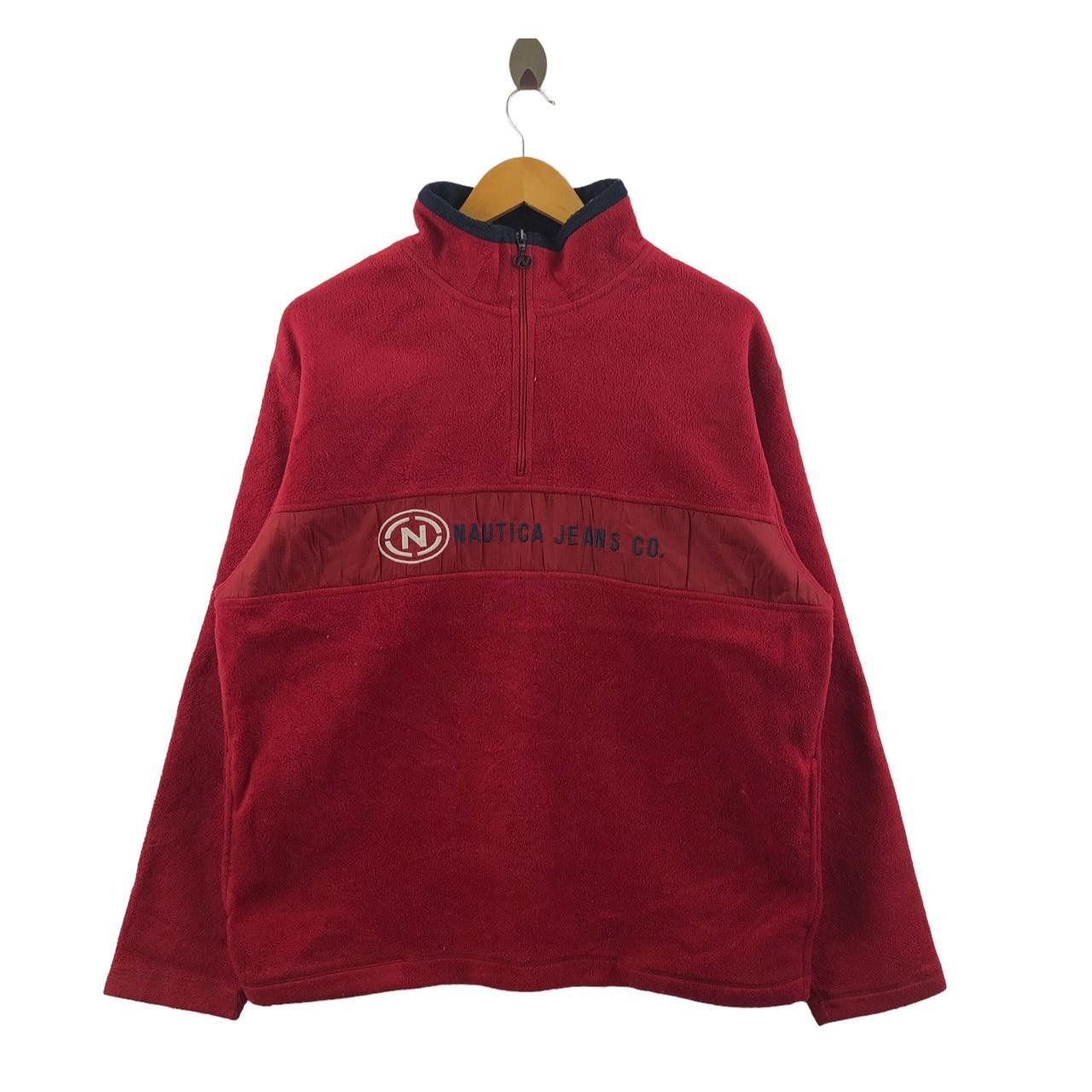 Nautica Vintage NAUTICA JEANS Center Logo Half Zipper Fleece Sweater Size US L / EU 52-54 / 3 - 1 Thumbnail