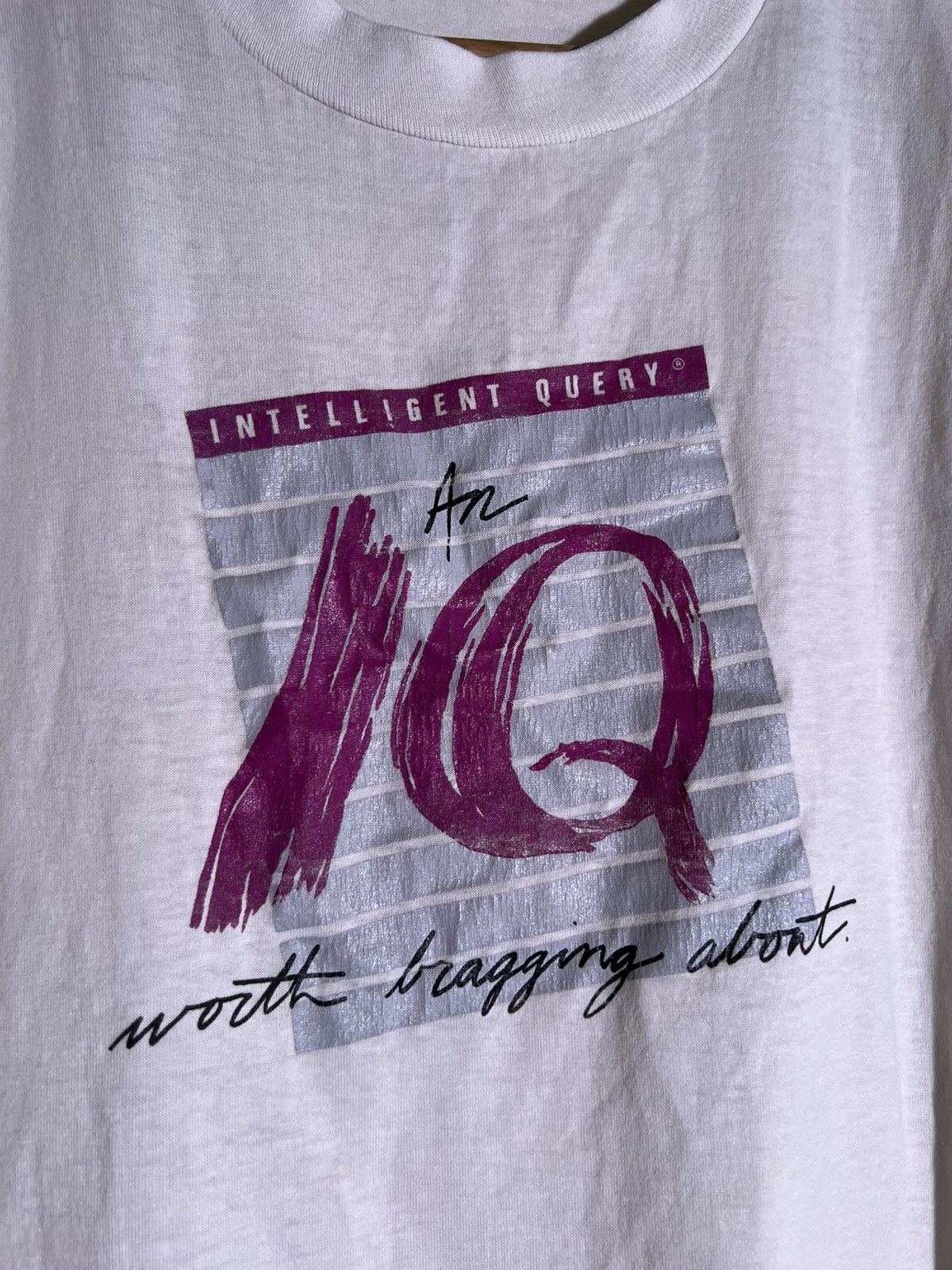 Vintage 80’s 90’s VTG Vintage IQ Intelligent Query Retro PC T Shirt Size US XL / EU 56 / 4 - 4 Thumbnail