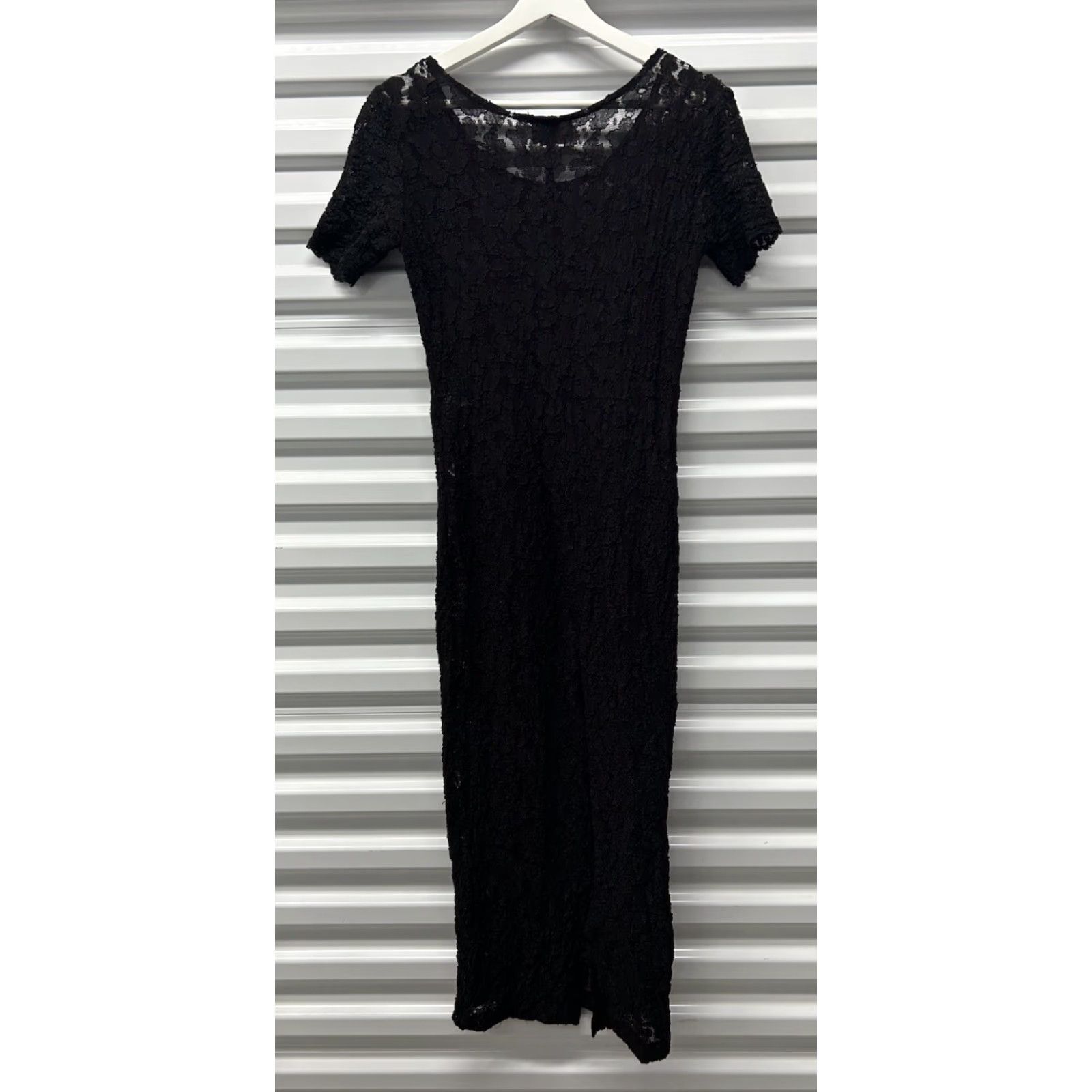 Vintage VINTAGE Michi Collection Iconic Black Floral Lace Evening Dress Womens Sheath Long Sleeve M Black Floral Lace Party Wedding Formal Size M / US 6-8 / IT 42-44 - 2 Thumbnail