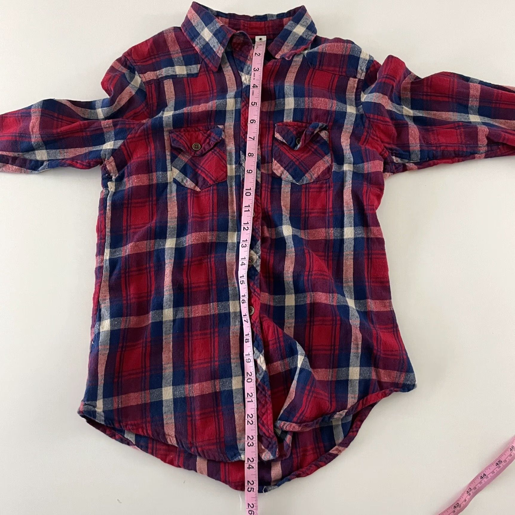 Vintage Angie Shirt Plaid Flannel Long Sleeve Button-Up S Women's Red Blue Size S / US 4 / IT 40 - 5 Thumbnail