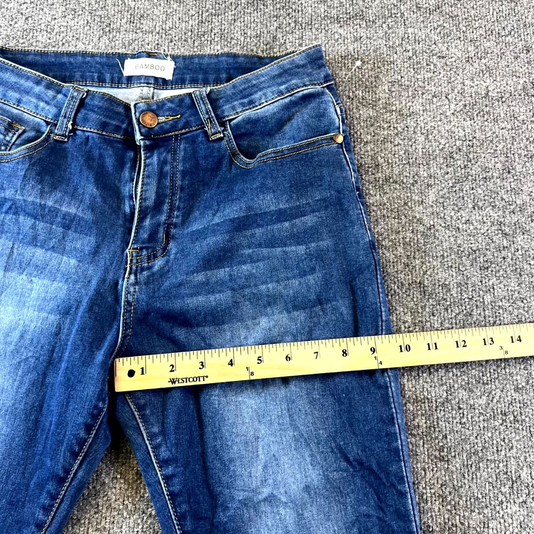 Vintage Bamboo Skinny Jeans Women's 11 Blue Cotton Denim Stretch Travel Faded Outdoor Streetwear Season: All-Season Size 32" / US 10 / IT 46 - 4 Thumbnail