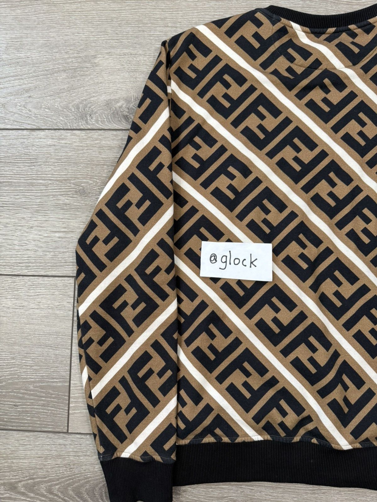 Fendi Black Brown FF Logo Zucca Pattern Striped Sweater XL
