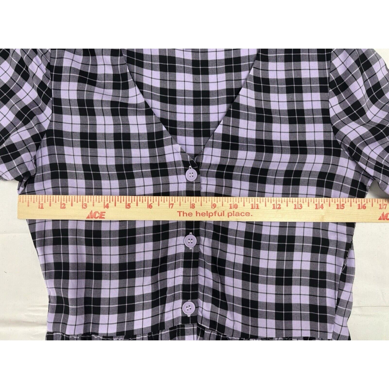 H&M H&M Divided Women’s Purple Black Plaid V Neck SS Dress XXS Size XXS / US 00 / IT 34 - 3 Thumbnail