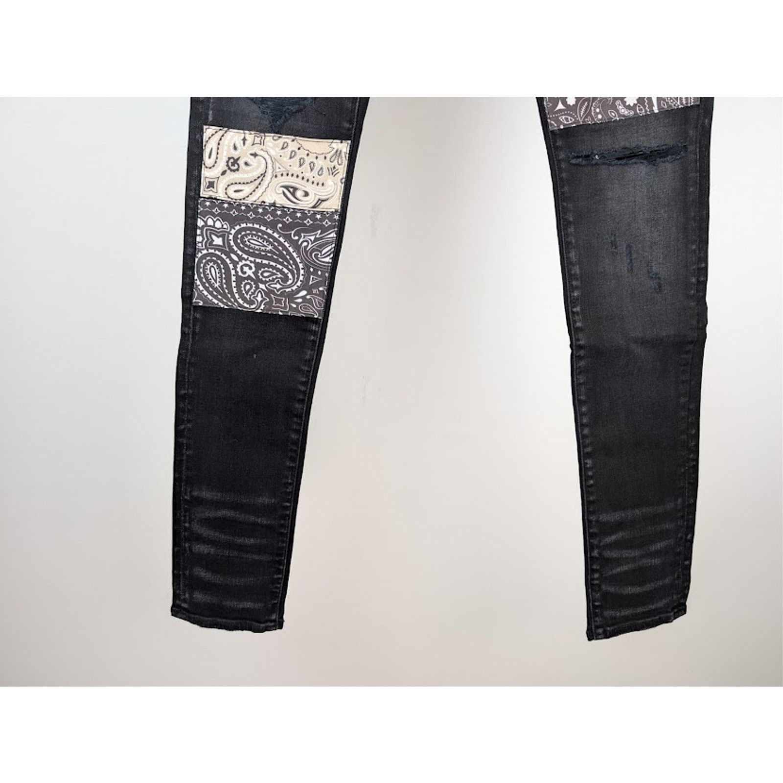 Amiri o1rshd1 Vintage Bandana Artpatch Skinny Denim Jeans in Black Size US 32 / EU 48 - 4 Thumbnail