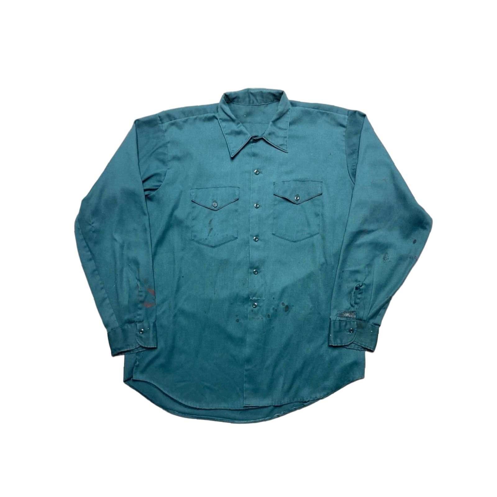 Vintage VINTAGE 70s long sleeve work shirt twill shirt XL distressed Size US XL / EU 56 / 4 - 1 Thumbnail