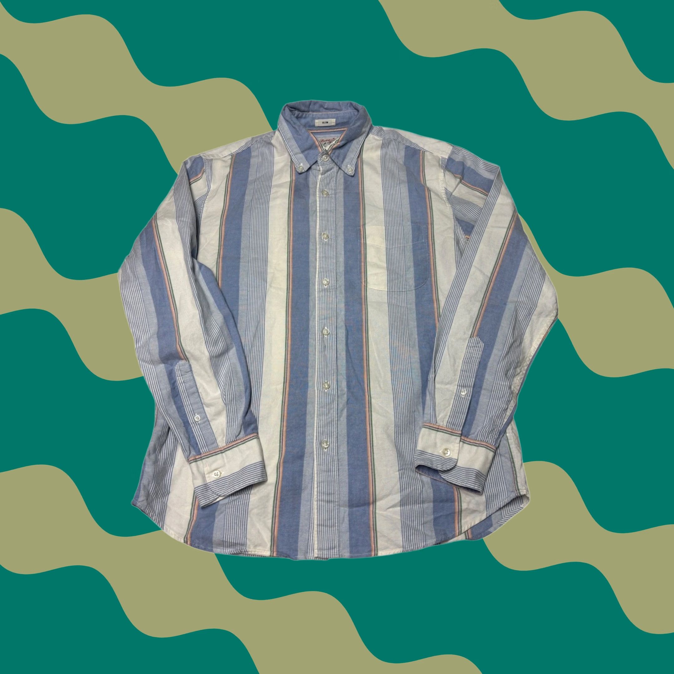 J.Crew J.Crew Broken-In Oxford Shirt Mens M Slim Fit Blue Striped Organic Cotton Shirt Size US M / EU 48-50 / 2 - 1 Thumbnail