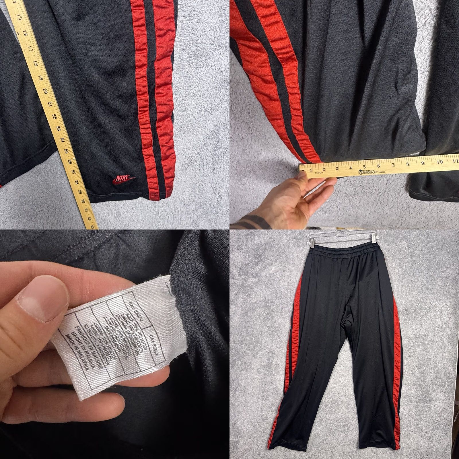 Nike VINTAGE Nike Track Pant Men XL Striped Black Nylon Baggy Sweatpants Jersey Nike Air Lightweight Pockets Elastic Waist Size US XL / EU 56 / 4 - 8 Thumbnail