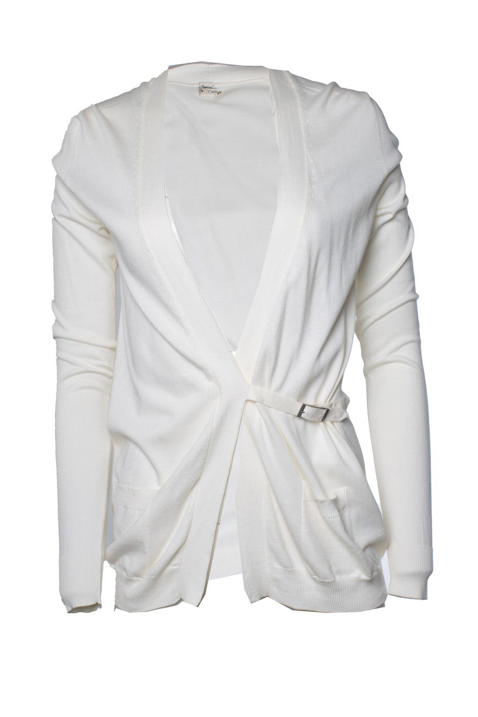 Hermes Hermes, white cardigan with buckle belt Size M / US 6-8 / IT 42-44 - 1 Thumbnail
