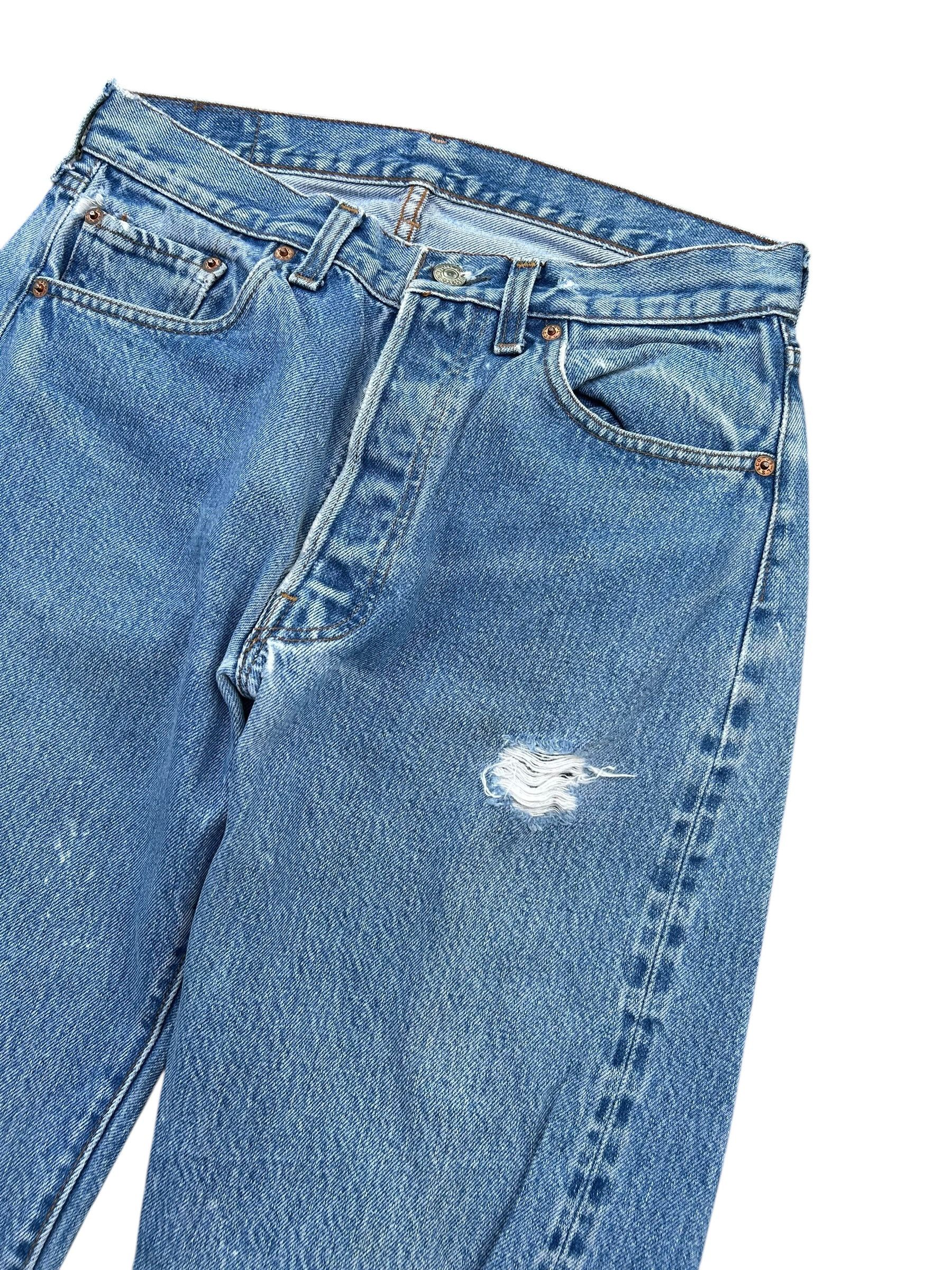 Levi's × Vintage Vintage Levis 501 Rindem Selvedge Distressed Denim Jeans Size US 29 - 6 Thumbnail