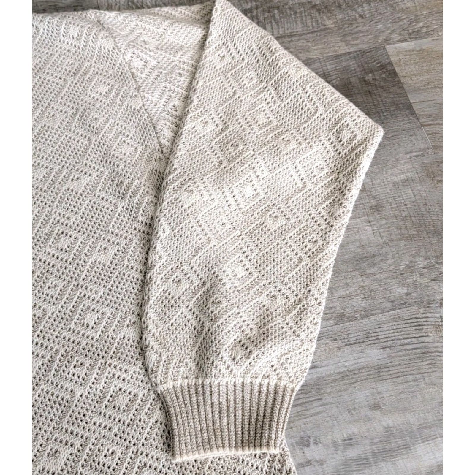 Croft & Barrow VINTAGE Croft Barrow Grandpa Sweater Mens LT Beige Cardigan Cotton Blend Italy Made Size US L / EU 52-54 / 3 - 3 Thumbnail
