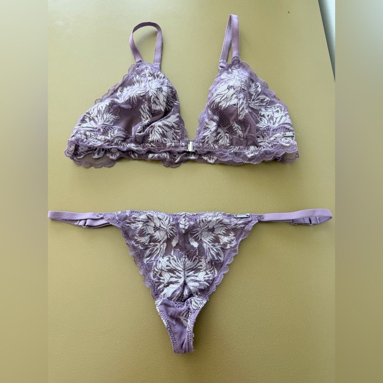 Other Lace Dusty Mauve Bralette & Thong Set. Size S Size ONE SIZE - 3 Thumbnail