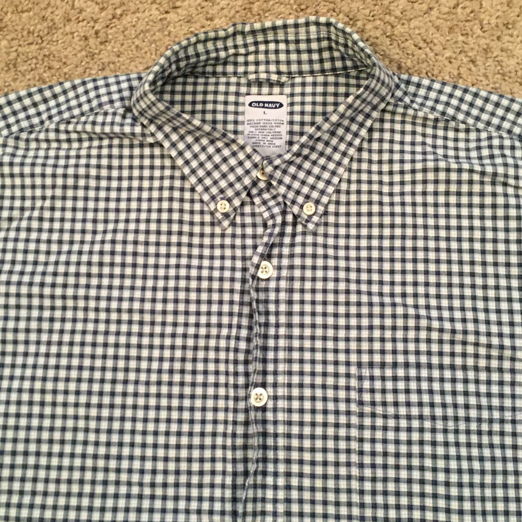 Old Navy Old Navy Mens Large Blue Check Shirt Long Sleeve Button-Up Size US L / EU 52-54 / 3 - 3 Thumbnail