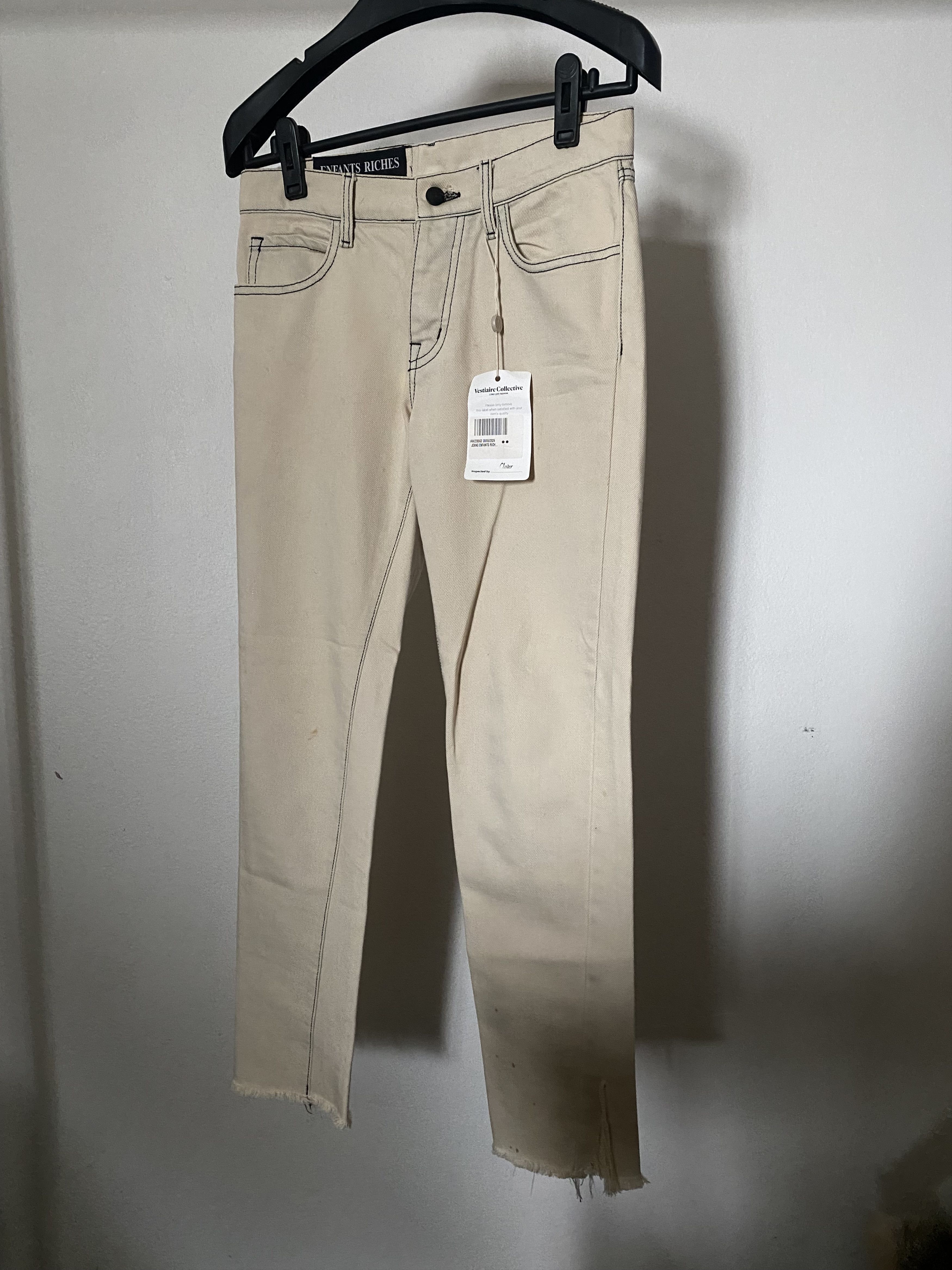 Enfants Riches Déprimés White Distressed Denim Jeans, view 2