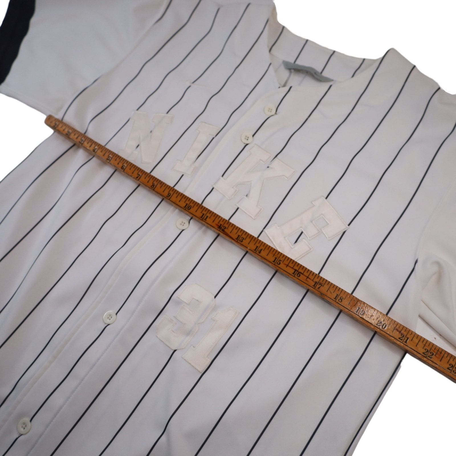 Nike × Vintage Vintage Nike All Sewn Spellout Pin Striped Baseball Jersey Size US L / EU 52-54 / 3 - 6 Thumbnail