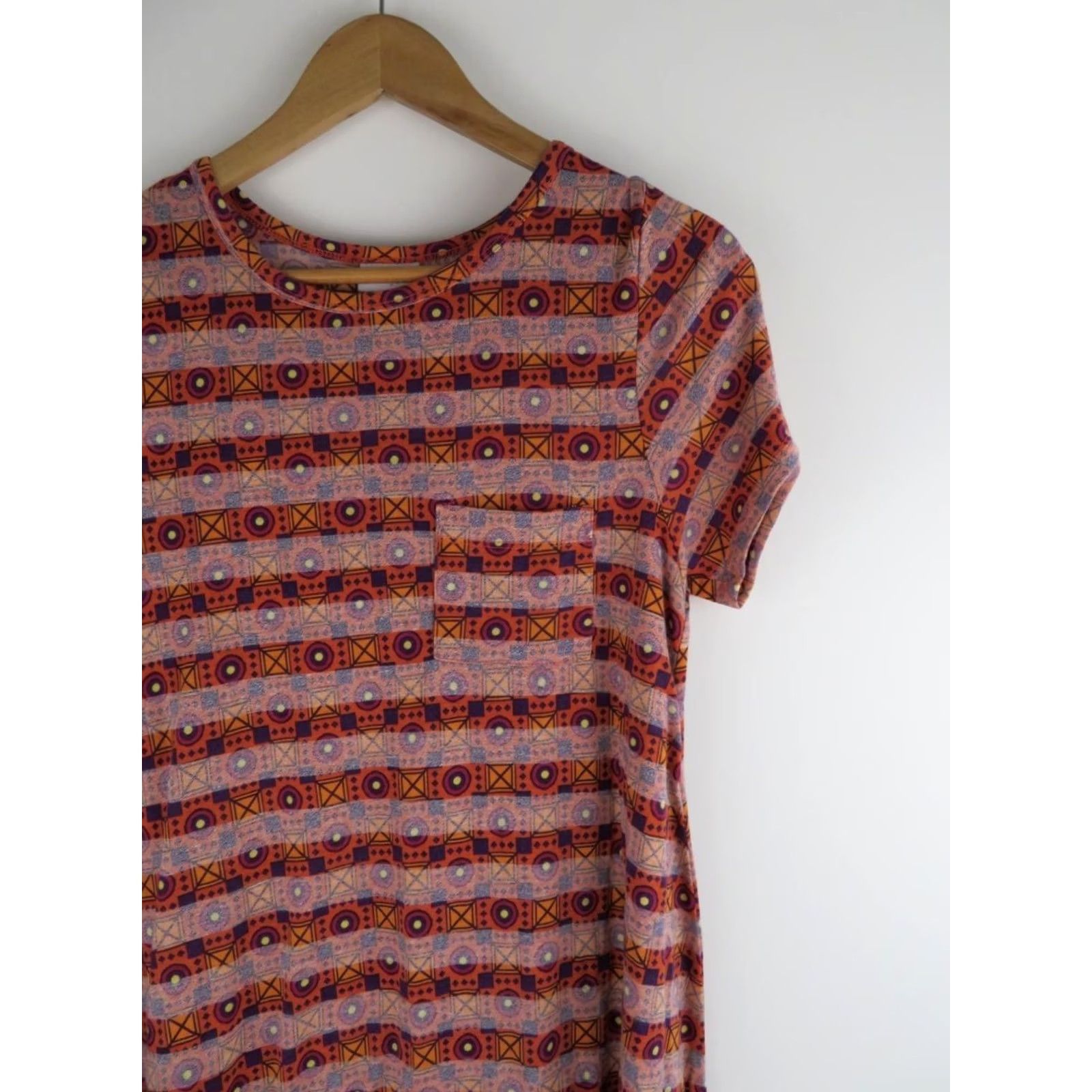 Vintage LuLaRoe Women's Carly Dress Small Stripes Orange High Low Aztec Geometric Size S / US 4 / IT 40 - 2 Thumbnail