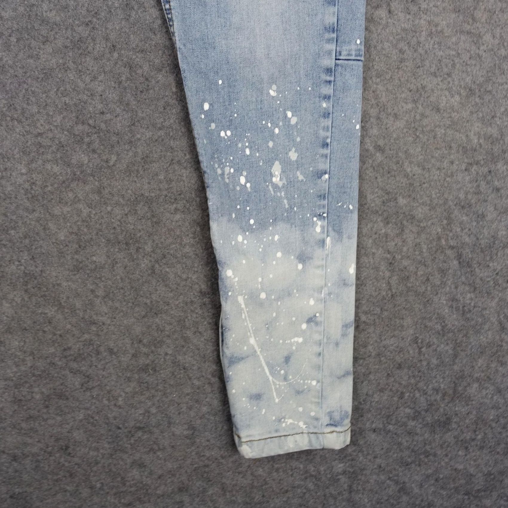 Denime Hyper Denim Jeans Mens 32 Skinny Stretch Ankle Zip Paint Splatter Light Blue Denim Size US 32 / EU 48 - 4 Thumbnail