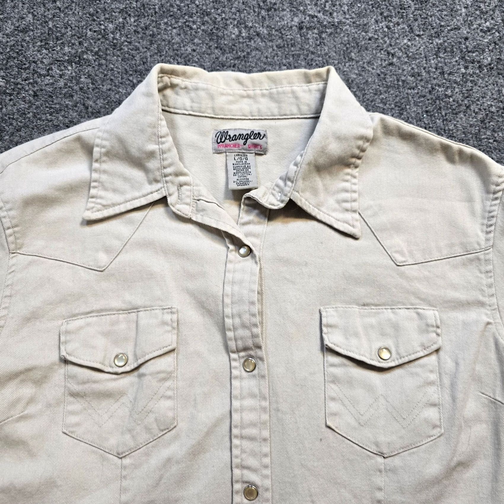 Wrangler Wrangler Wrancher Top Womens L Gray Pearl Snap Long Sleeve Casual Shirt Size L / US 10 / IT 46 - 2 Thumbnail