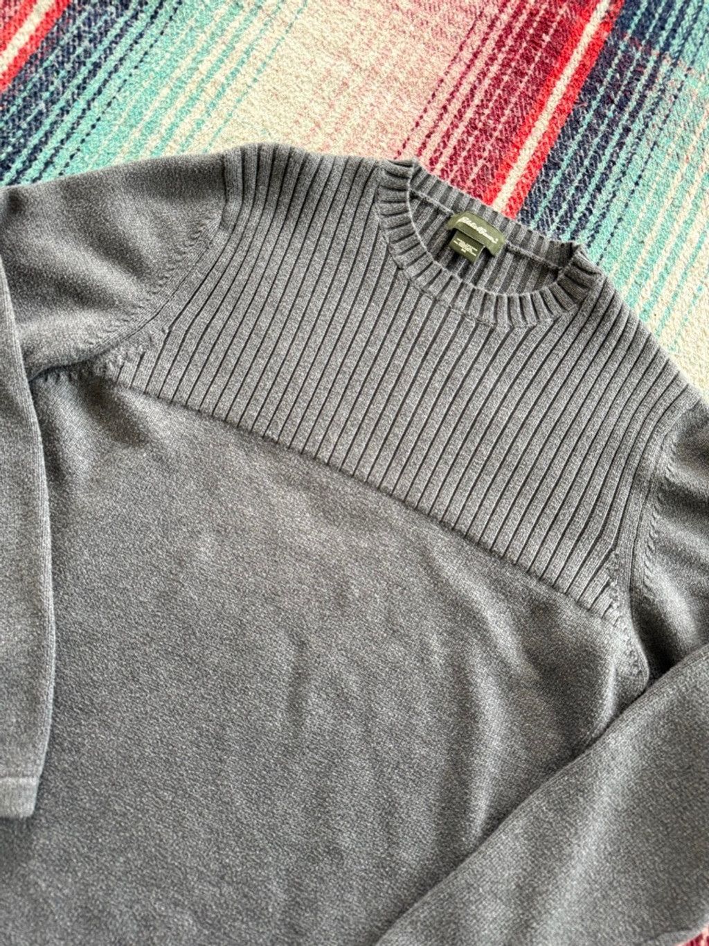 Eddie Bauer Men's Eddie Bauer Gray Ribbed Crewneck Sweater M Size US M / EU 48-50 / 2 - 2 Thumbnail