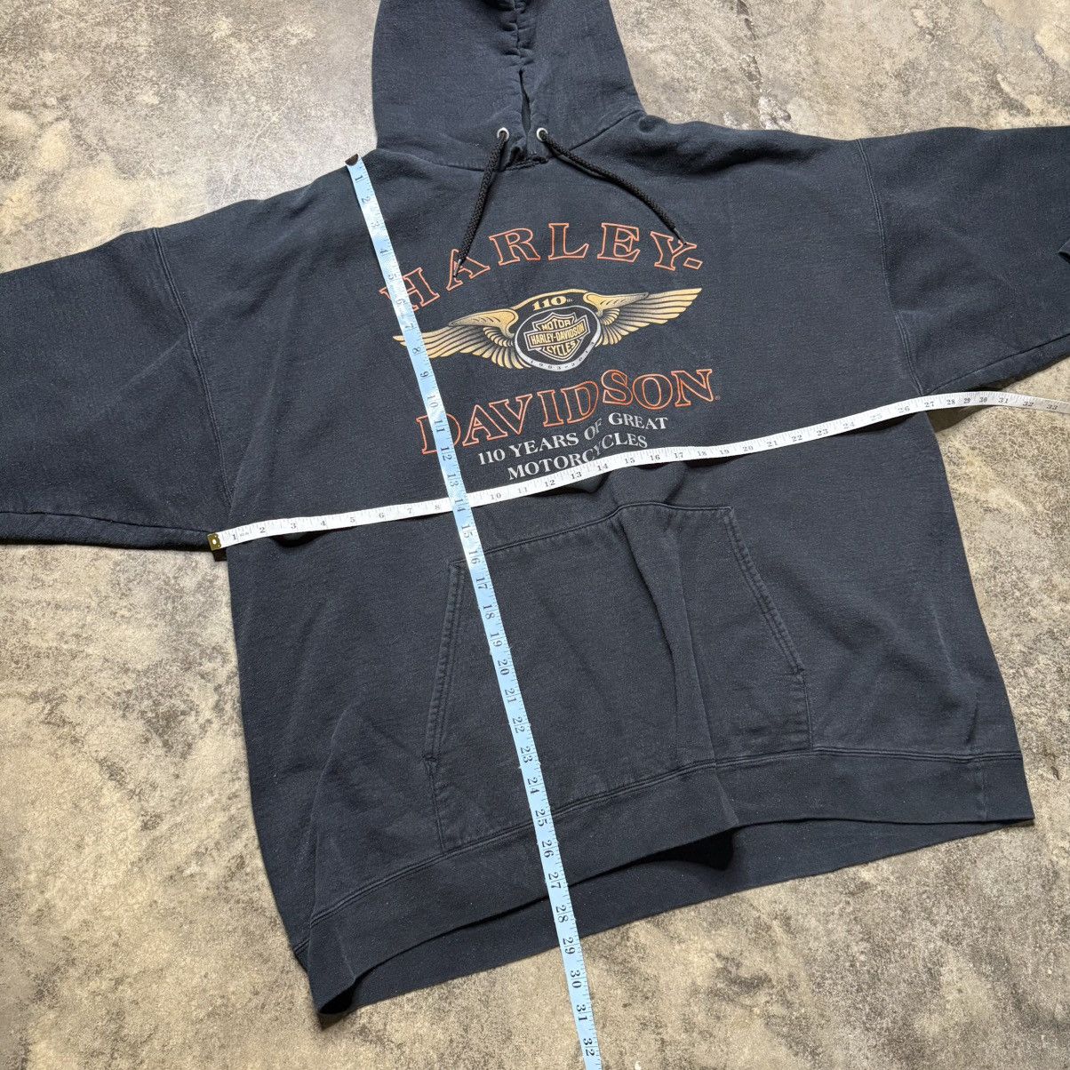 Harley Davidson vintage harley davdison baggy biker faded black hoodie Size US XXL / EU 58 / 5 - 6 Thumbnail