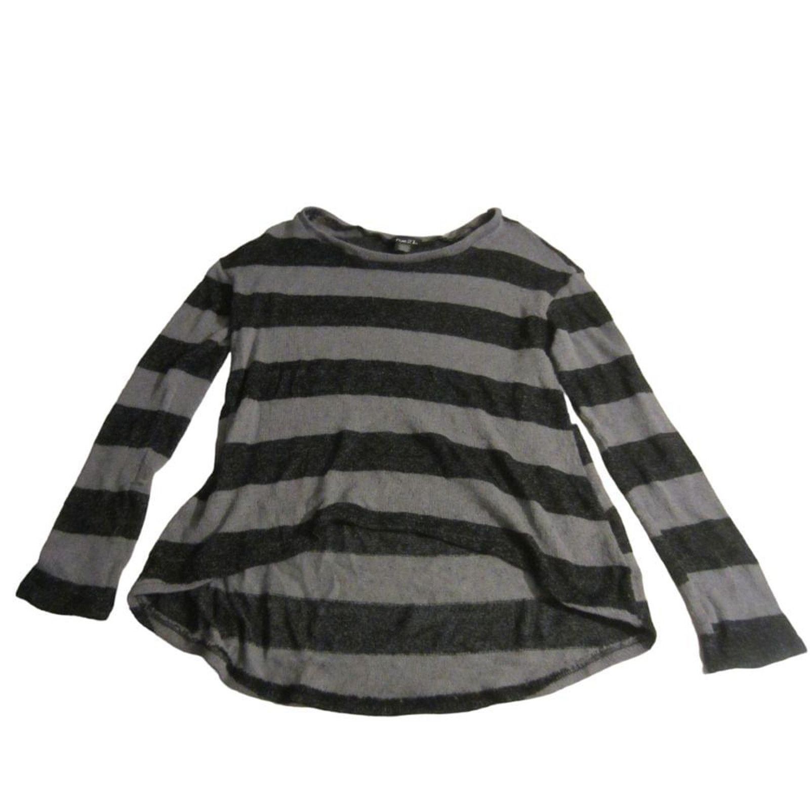 rue21 Casual Y2K Streetwear Gray Black Striped Long Sleeve Rue21 Size M / US 6-8 / IT 42-44 - 2 Thumbnail