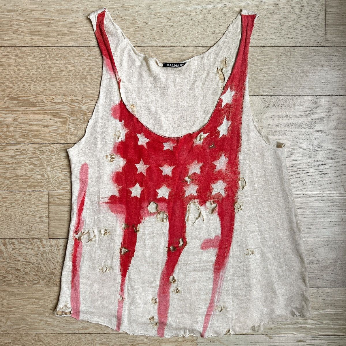 BALMAIN AMERICAN FLAG TANK バルマン タンクトップ Balmain SS11 Burned American Flag Tank – BLINDATE INC