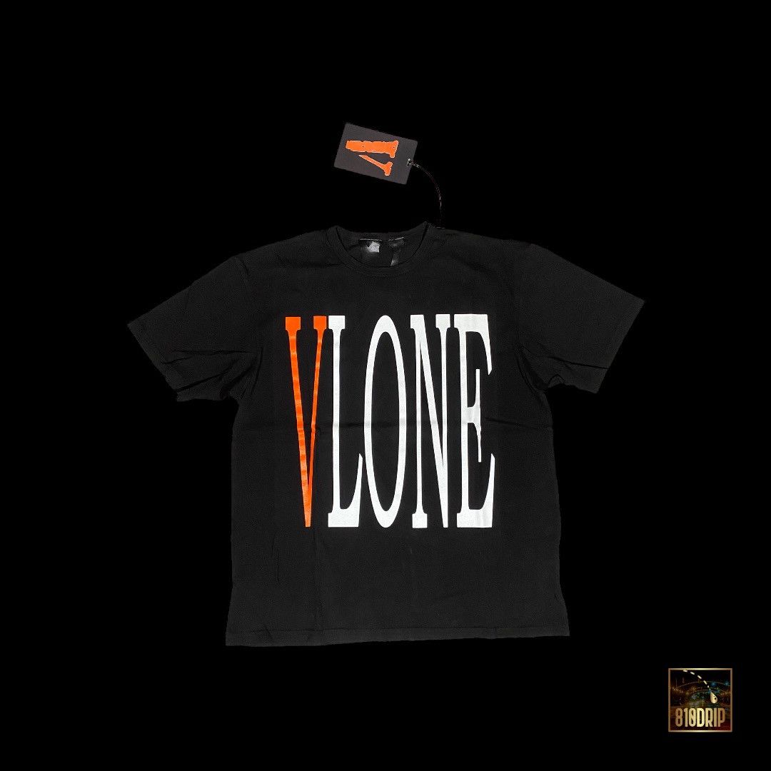 Vlone Vlone Orange Staple Tee Black (XL) | Grailed