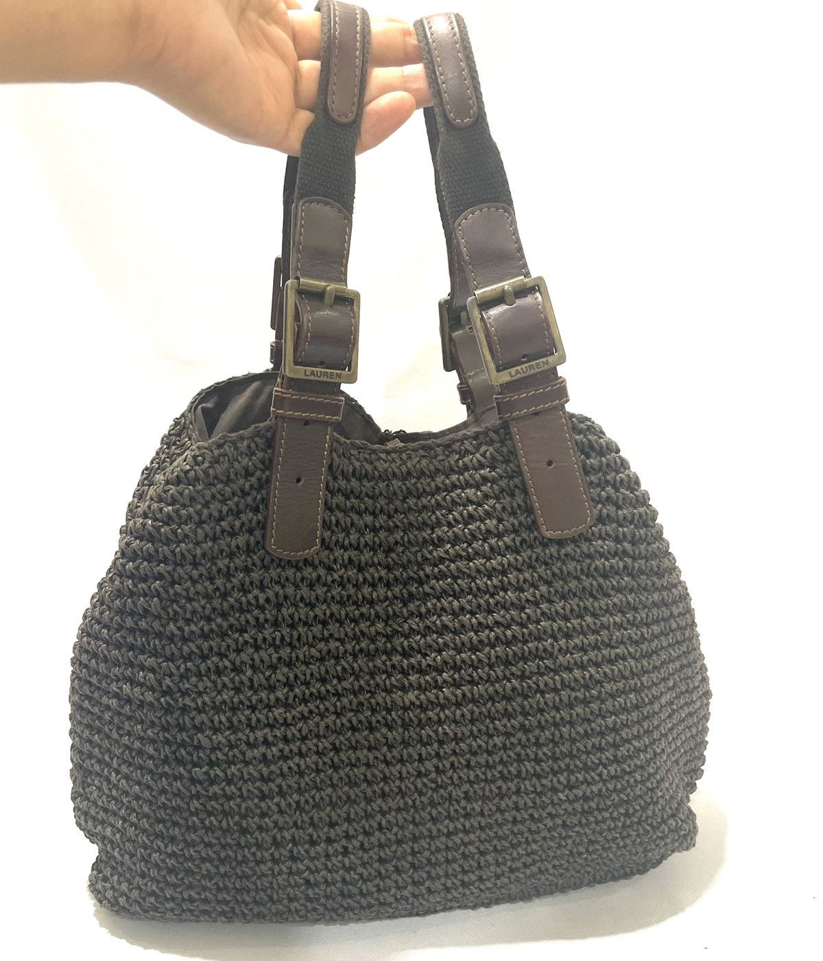 Lauren Ralph Lauren Vintage Brown Woven Tote Bag Size ONE SIZE - 6 Thumbnail