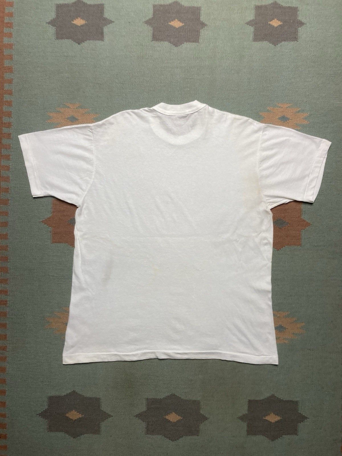 Vintage blank white tshirt fruit of loom NOS cotton single stitch XL Size US XL / EU 56 / 4 - 5 Thumbnail