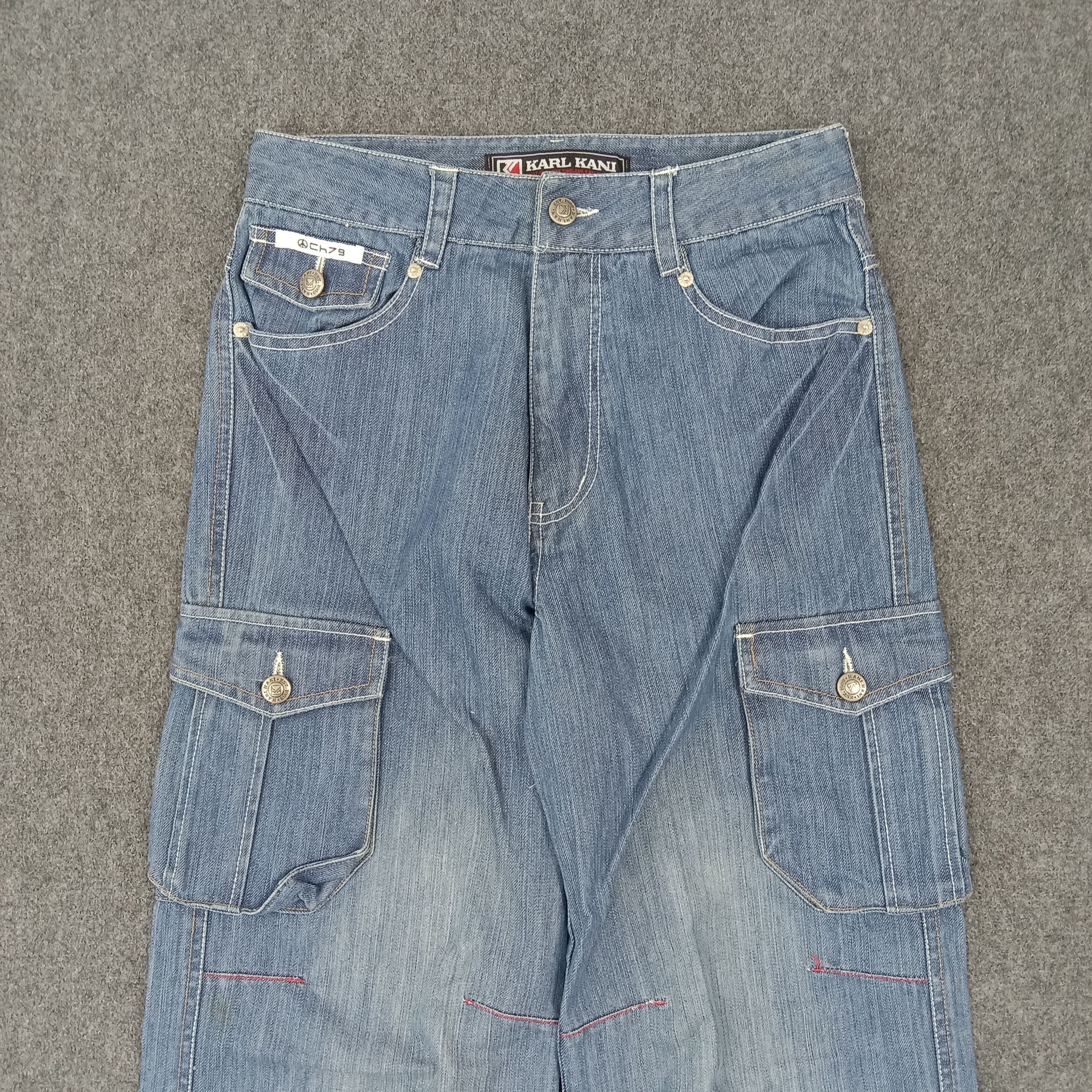 Karl Kani × Vintage Karl Kani American Baggy Style Cargo Denim Jeans Size US 27 - 2 Thumbnail