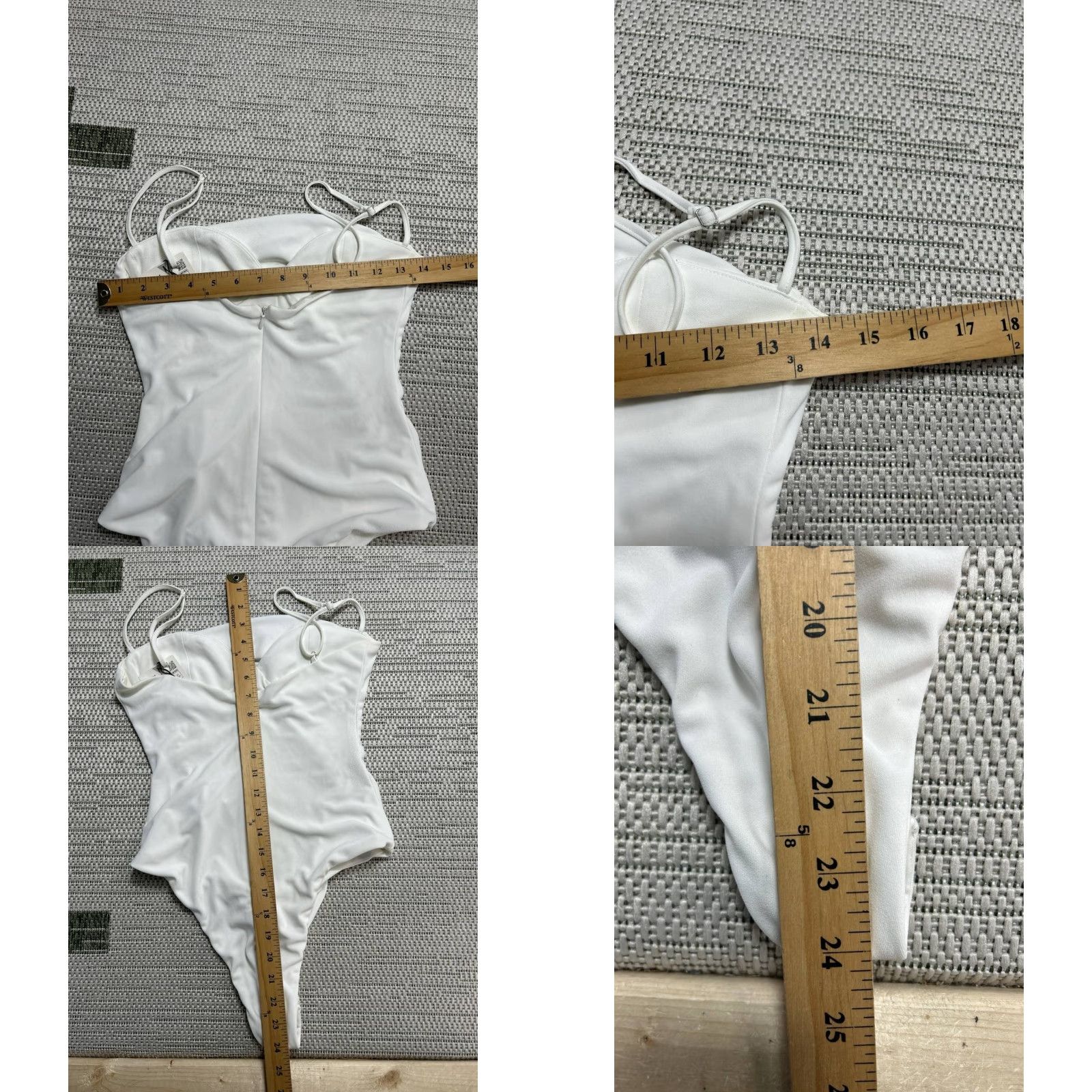 Zara Zara Bodysuit Womens XS White Drape Neck Adjustable Straps Padded Sleeveless Spaghetti Zip Pattern Solid Size XS / US 0-2 / IT 36-38 - 8 Thumbnail