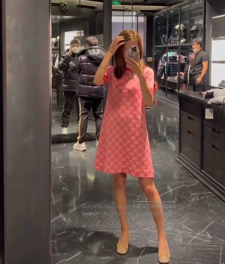 Gucci Gucci Pink logo jacquard full-print wool round-neck short- Size XS / US 0-2 / IT 36-38 - 8 Thumbnail