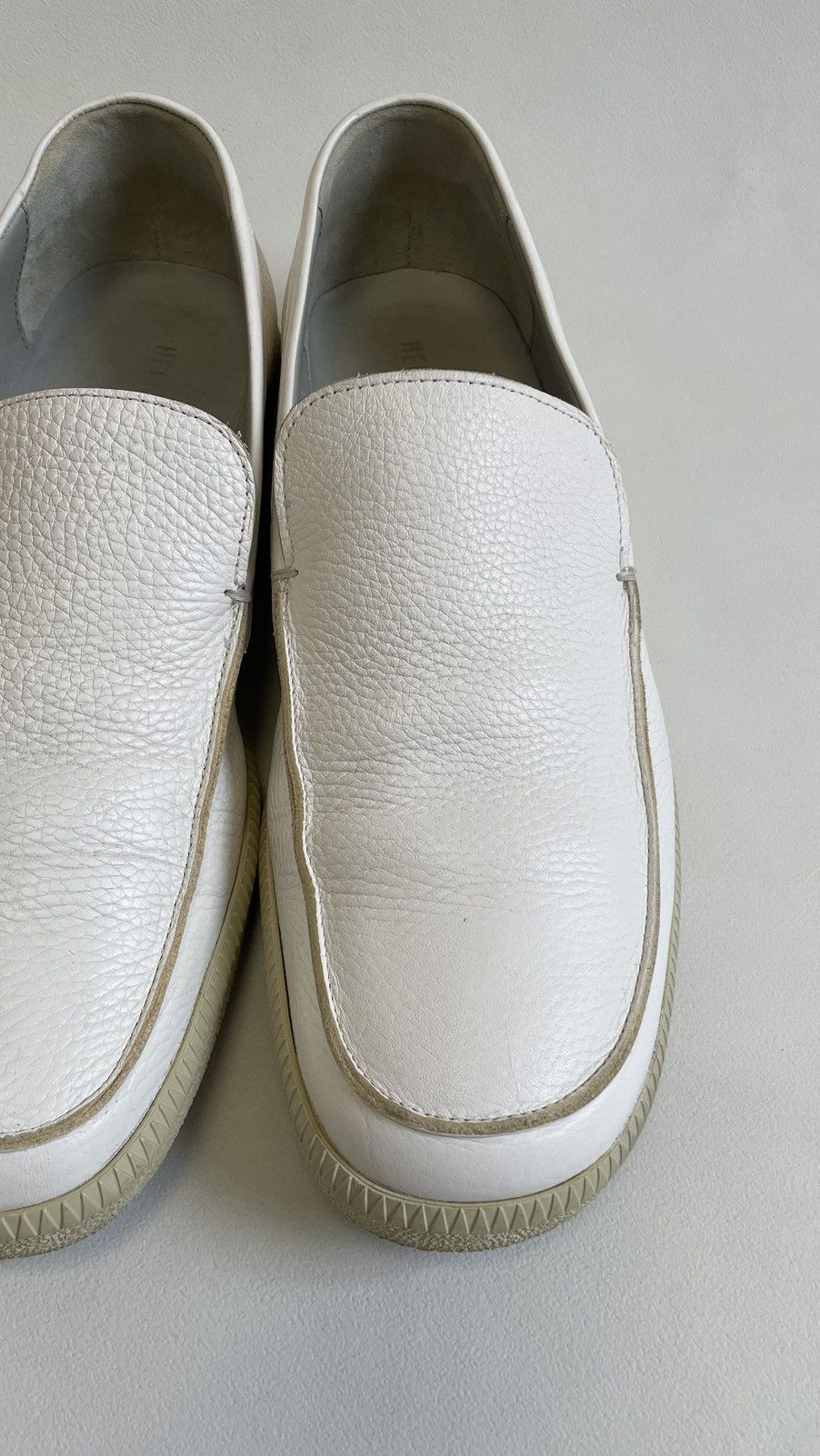 Helmut Lang OG Square Toe White Leather Loafers Size US 11 / EU 44 - 7 Thumbnail