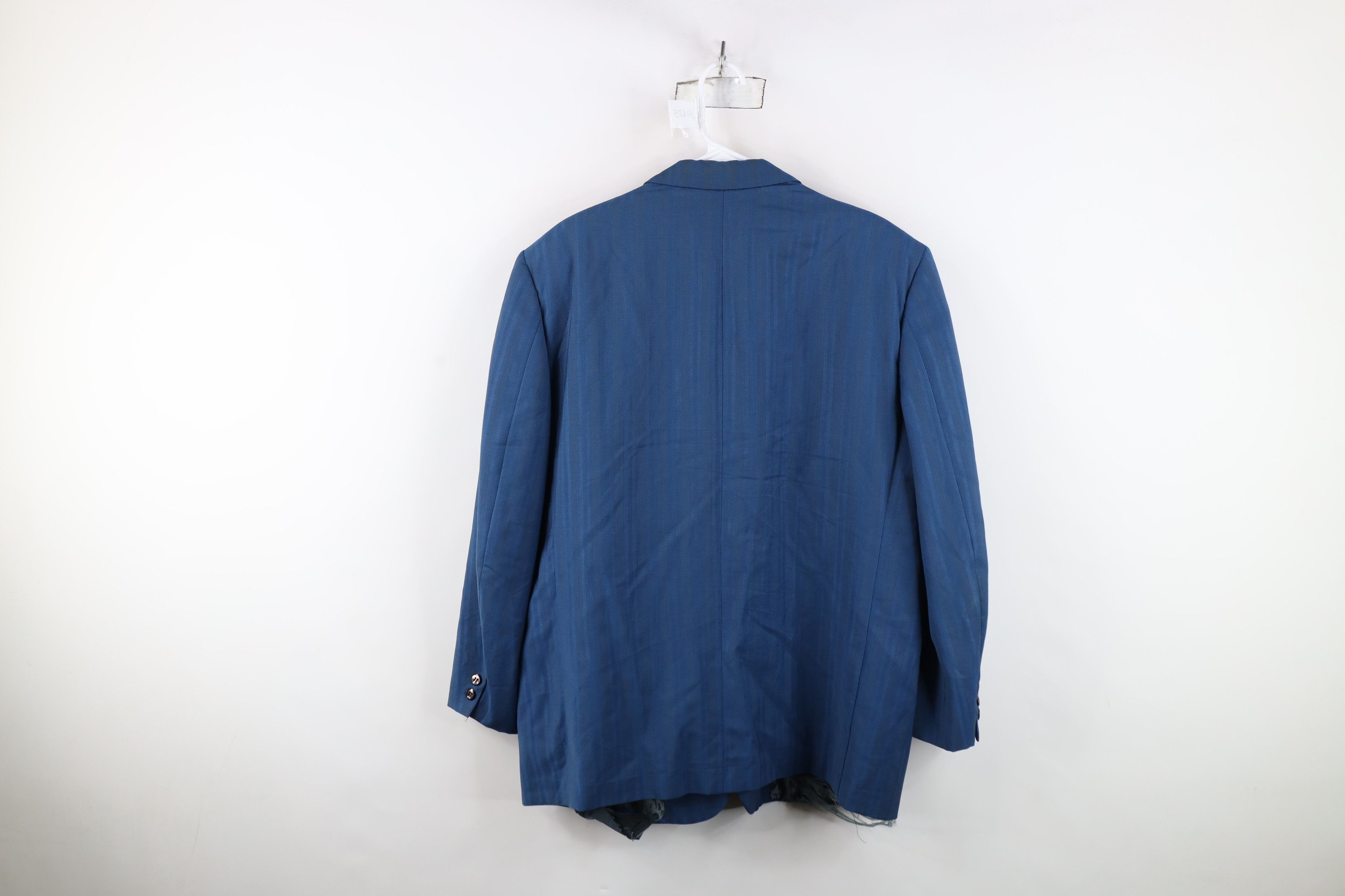 Vintage Vintage 60s 70s Streetwear Striped Wool Suit Jacket Blue Size US XL / EU 56 / 4 - 14 Thumbnail