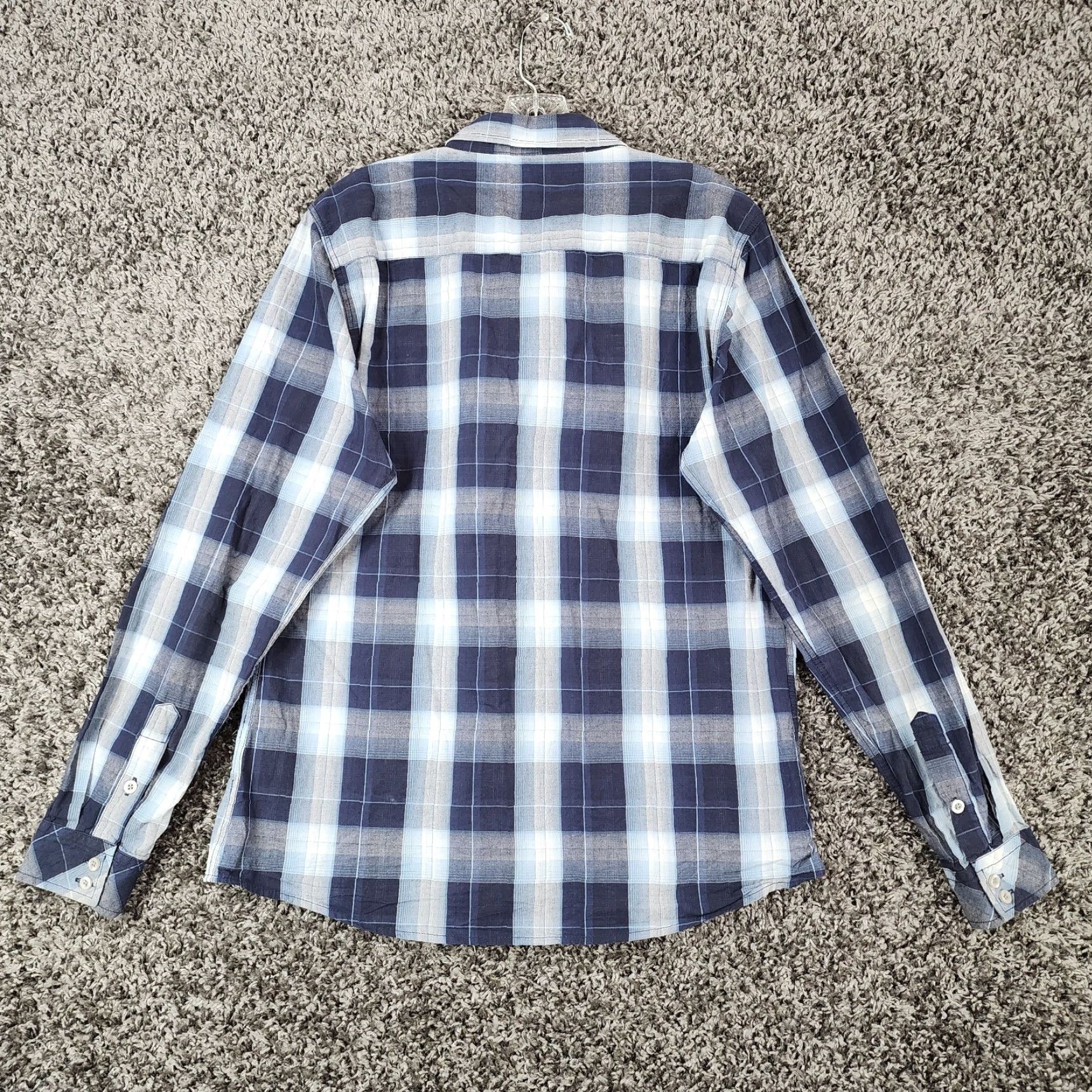 Vintage CJ Black Mens Button-Up Shirt Plaid Long Sleeve Slim Fit Size L Blue Size US L / EU 52-54 / 3 - 6 Thumbnail