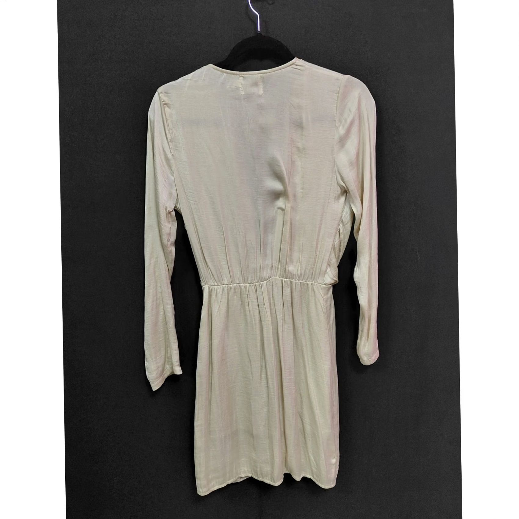 PRINCESS POLLY PRINCESS POLLY Beige Long Sleeve Wrap Dress Women Size 2 Solid V-Neck Short Size XS / US 0-2 / IT 36-38 - 2 Thumbnail