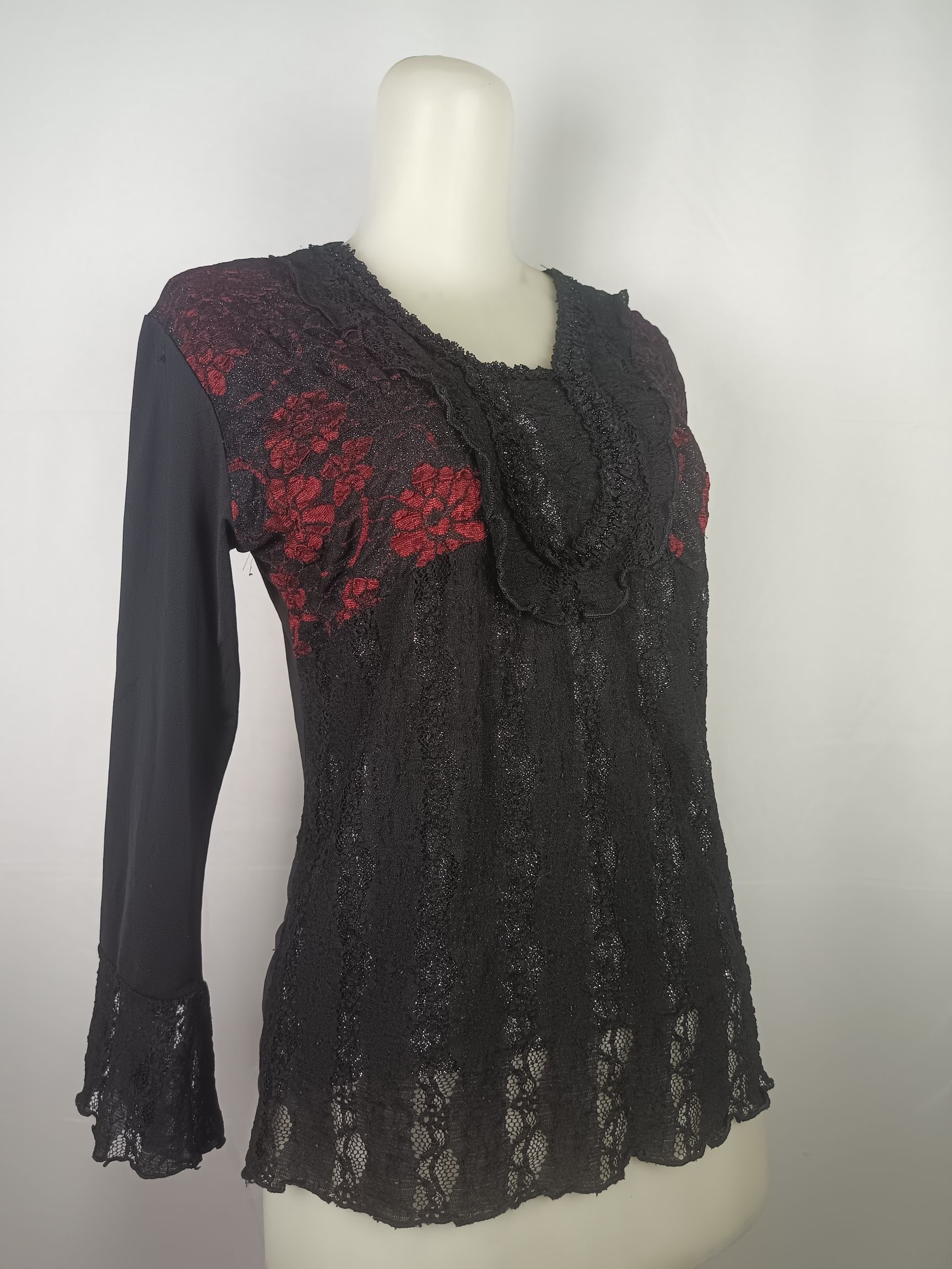 Japanese Brand × Vintage Women's Black Lace Blouse Size M / US 6-8 / IT 42-44 - 15 Thumbnail