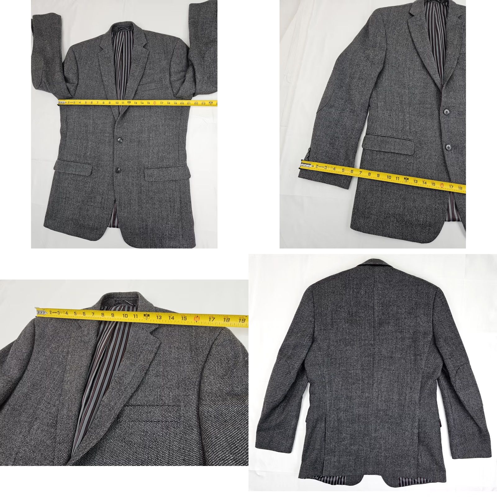Izod IZOD Birdseye Wool Sport Coat Blazer Men 40L Gray Nailhead Lined Jacket Shirt Size 40R - 8 Thumbnail