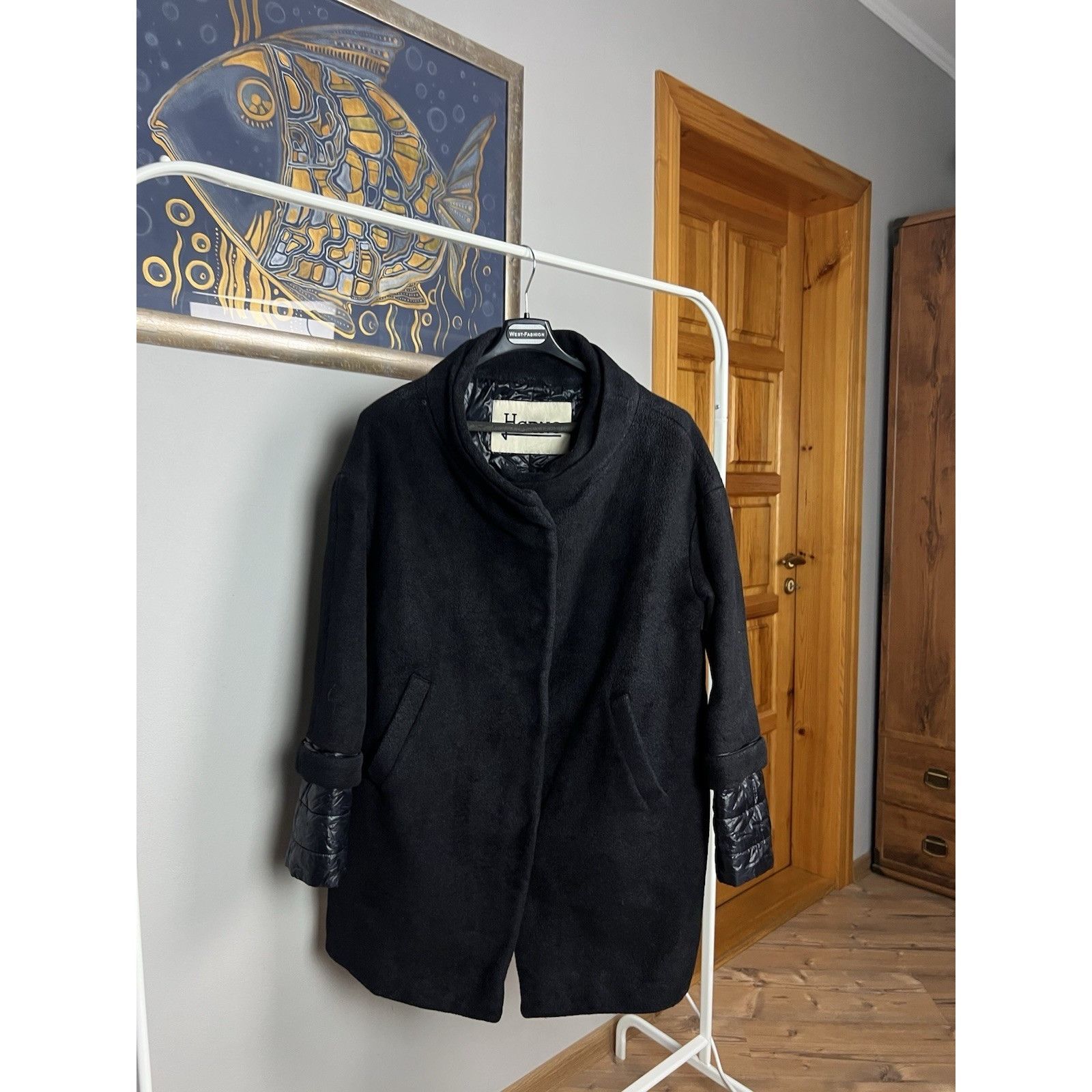 Herno Herno Women's Blue Wool Nylon Down Insulated Cape Coat Size Size L / US 10 / IT 46 - 2 Thumbnail