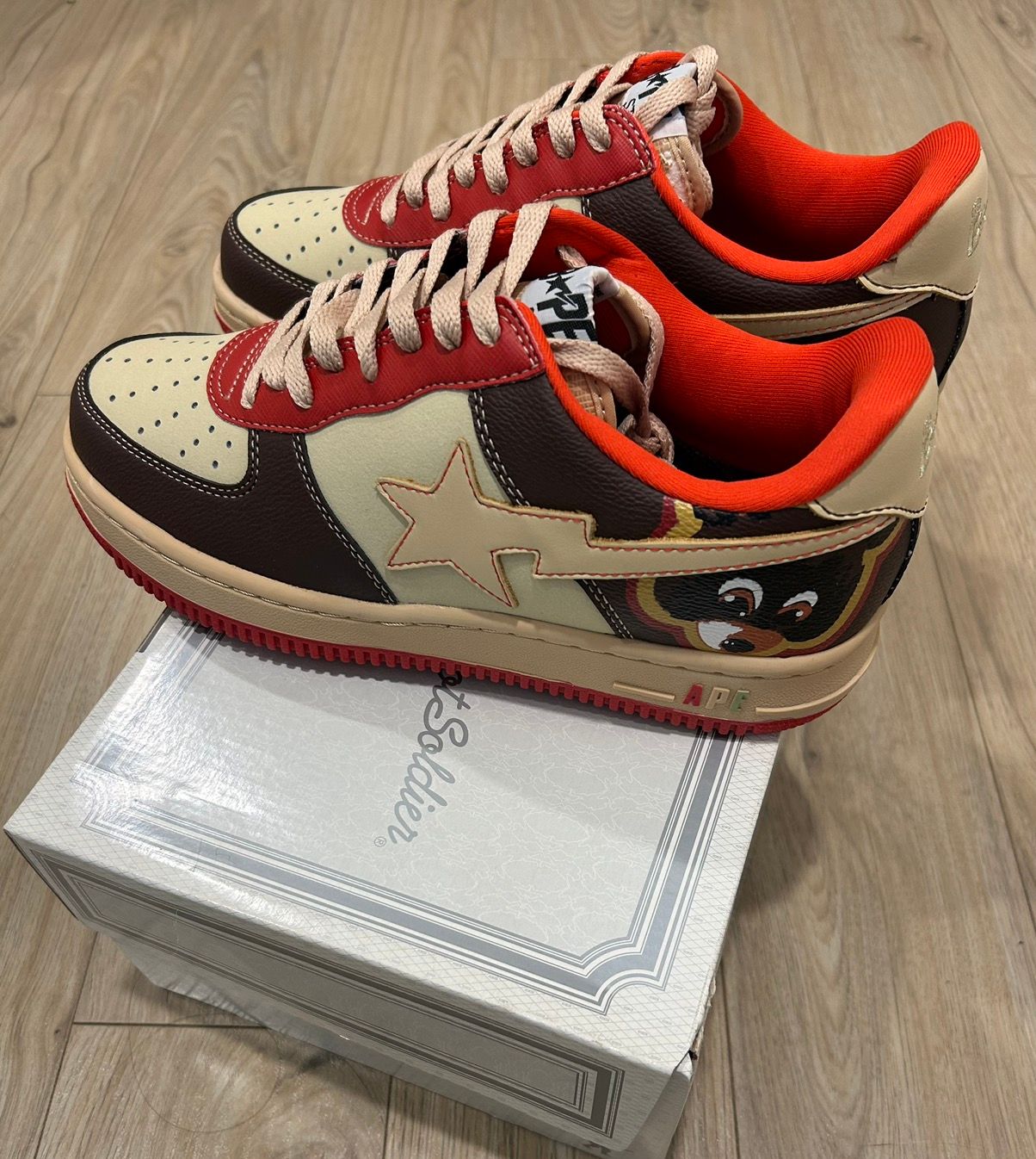 Pre-owned Bape Very Og A Bathing Ape X Kanye College Dropout Sta Shoes In Brown
