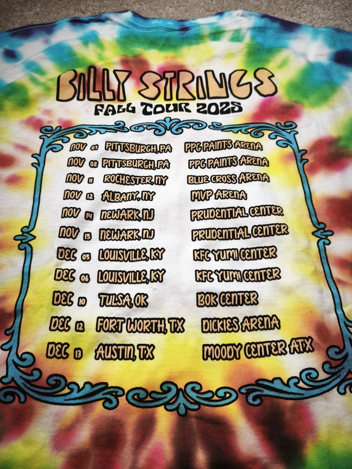 Gildan BILLY STRINGS Tie Dye 2025 Fall Tour Concert T-shirt - 2XL Size US XXL / EU 58 / 5 - 7 Thumbnail