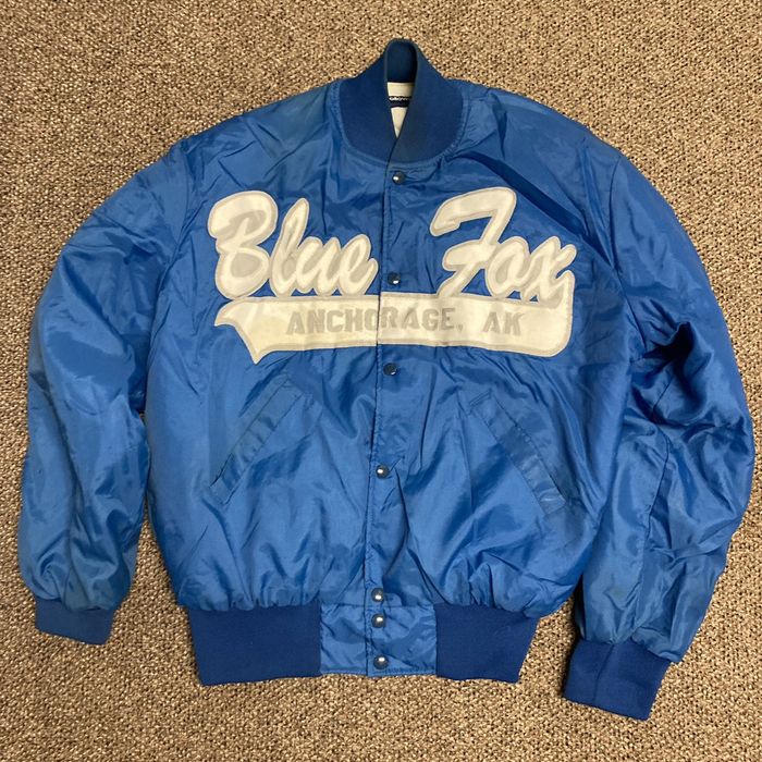 Vintage Vintage Blue Fox Anchorage Alaska Nylon Satin Jacket Men's