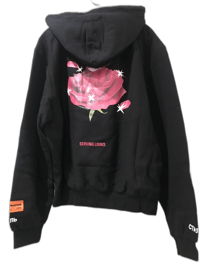 Heron Preston Heron Preston Black Hoodie with Rose Graphic-yf Size US XXS / EU 40 - 1 Thumbnail