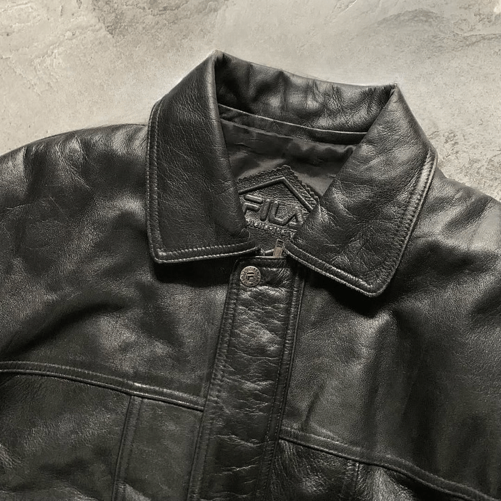 Fila Vintage 80s Fila Bomber Leather Jacket Size US L / EU 52-54 / 3 - 2 Thumbnail