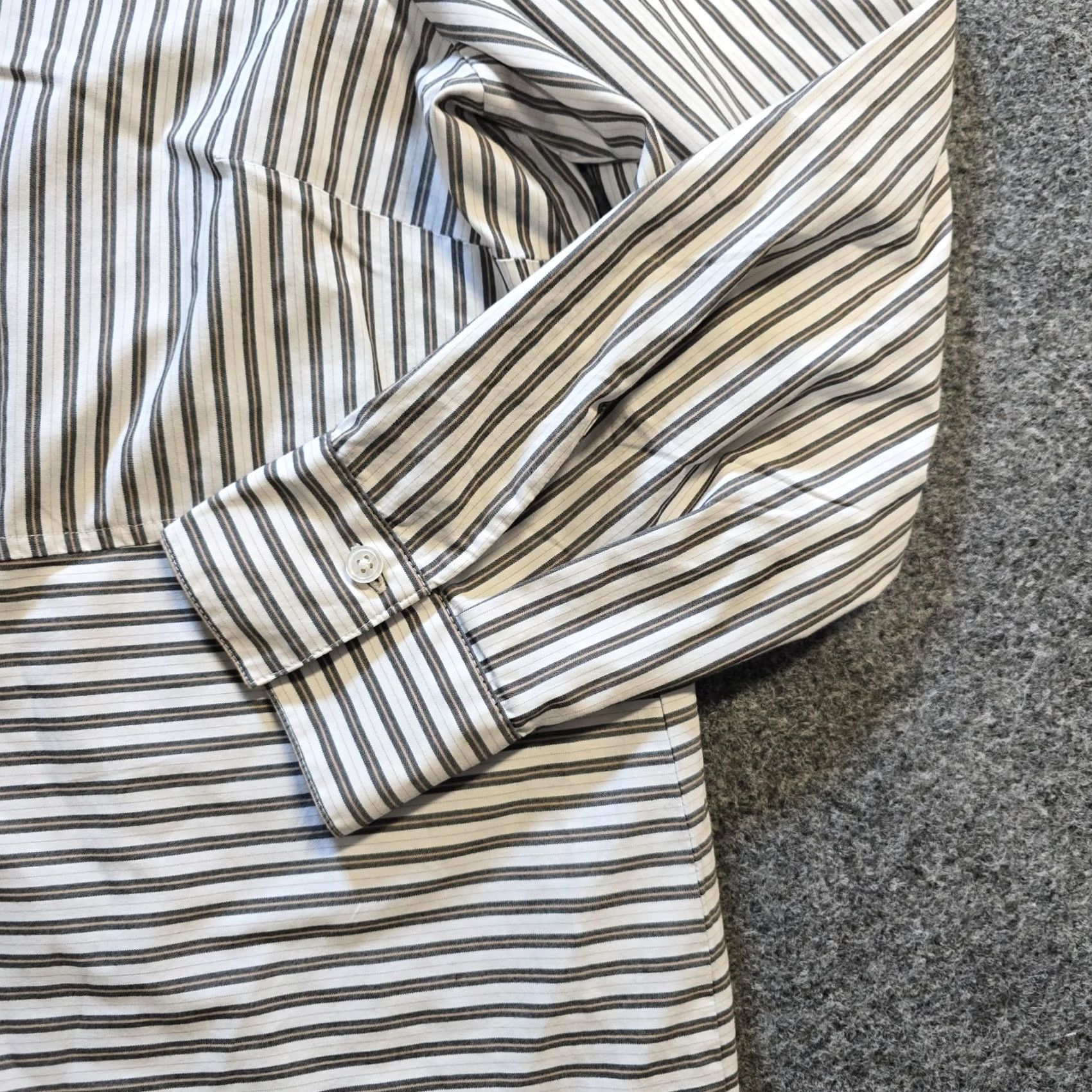 J. Jill J Jill Top Womens XL White Gray Striped Button-Up Long Sleeve Career Casual Shirt Size XL / US 12-14 / IT 48-50 - 3 Thumbnail