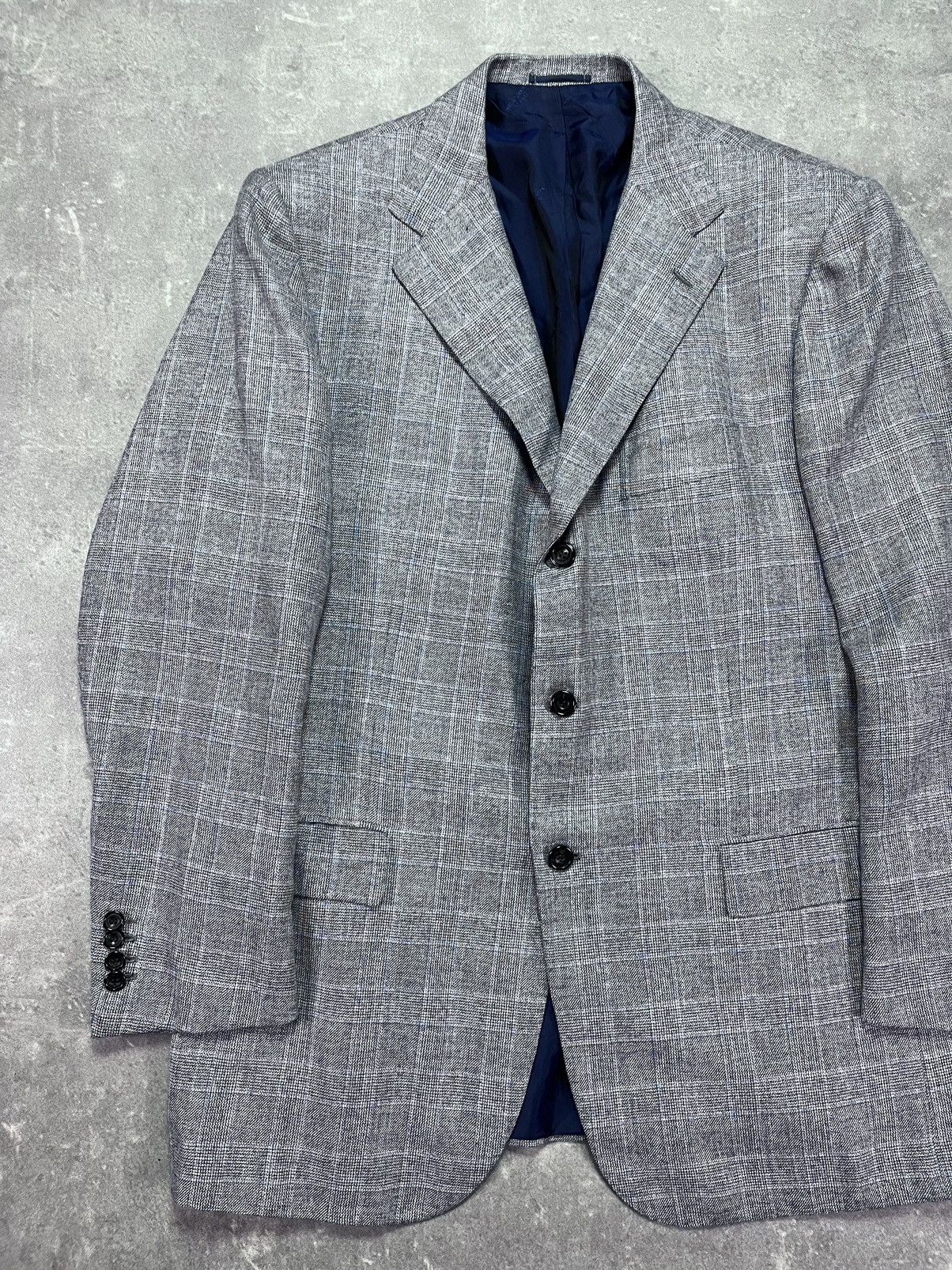 Kiton Kiton Napoli Cashmere Linen Silk Plaid Blazer Jacket 52 Size 52R - 3 Thumbnail
