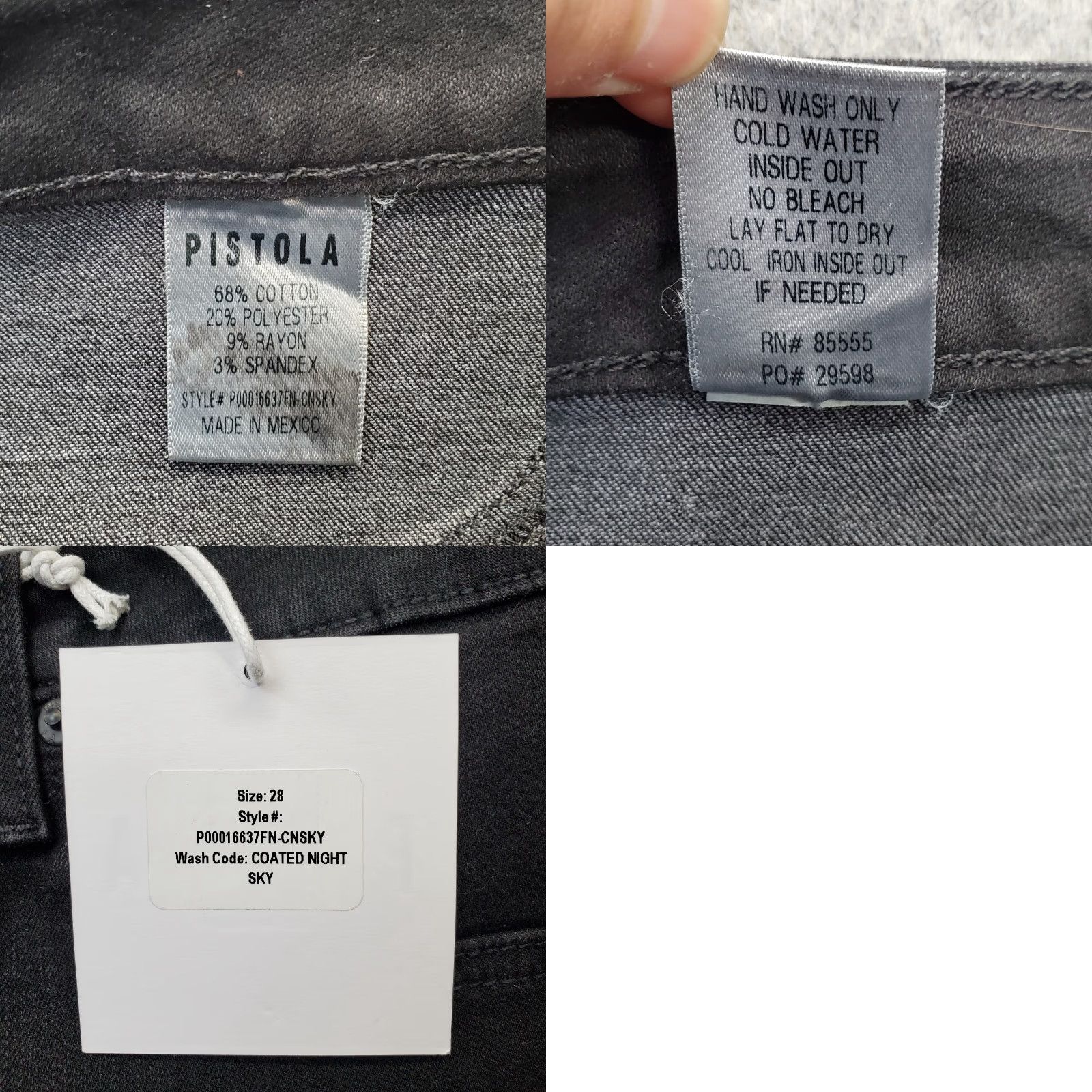Pistola Pistola Jeans Womens 28 Black Denim Slim Fit Stretch 5-Pocket Design Skinny Leg Jeans Size 28" / US 6 / IT 42 - 8 Thumbnail