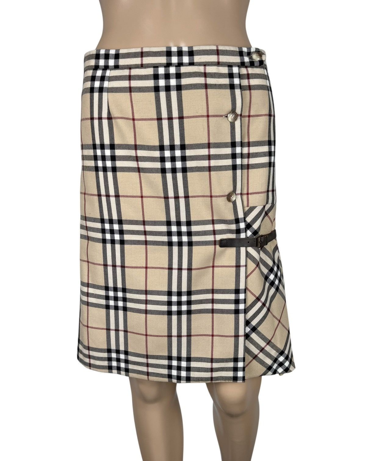 Burberry Burberry Check Skirt Wrap Full Checkered Leather Buckle Size 25" / US 0 / IT 36 - 1 Thumbnail